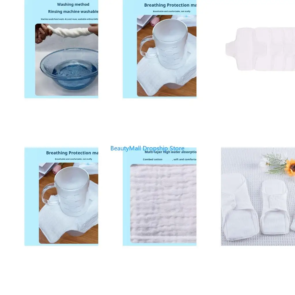 40JD 3/5Pcs Reusables Sanitary Pad Cotton Gauze Material For Sensitives SkinCares
