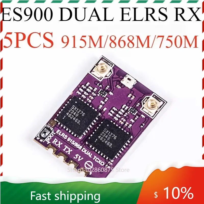 

5PCS ES900 DUAL RX ELRS Diversity Receiver 915MHz / 868MHz /750MHz Built-in TCXO for RC Airplane FPV Long Range Drone