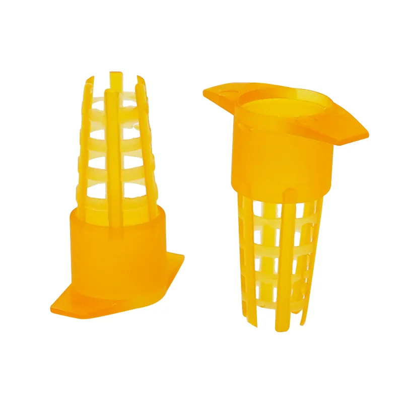 100Pcs Beekeeping Tools Cell Protector Cages Yellow Plastic Bee Queen Cage Protective Cover Beekeeping Equipment