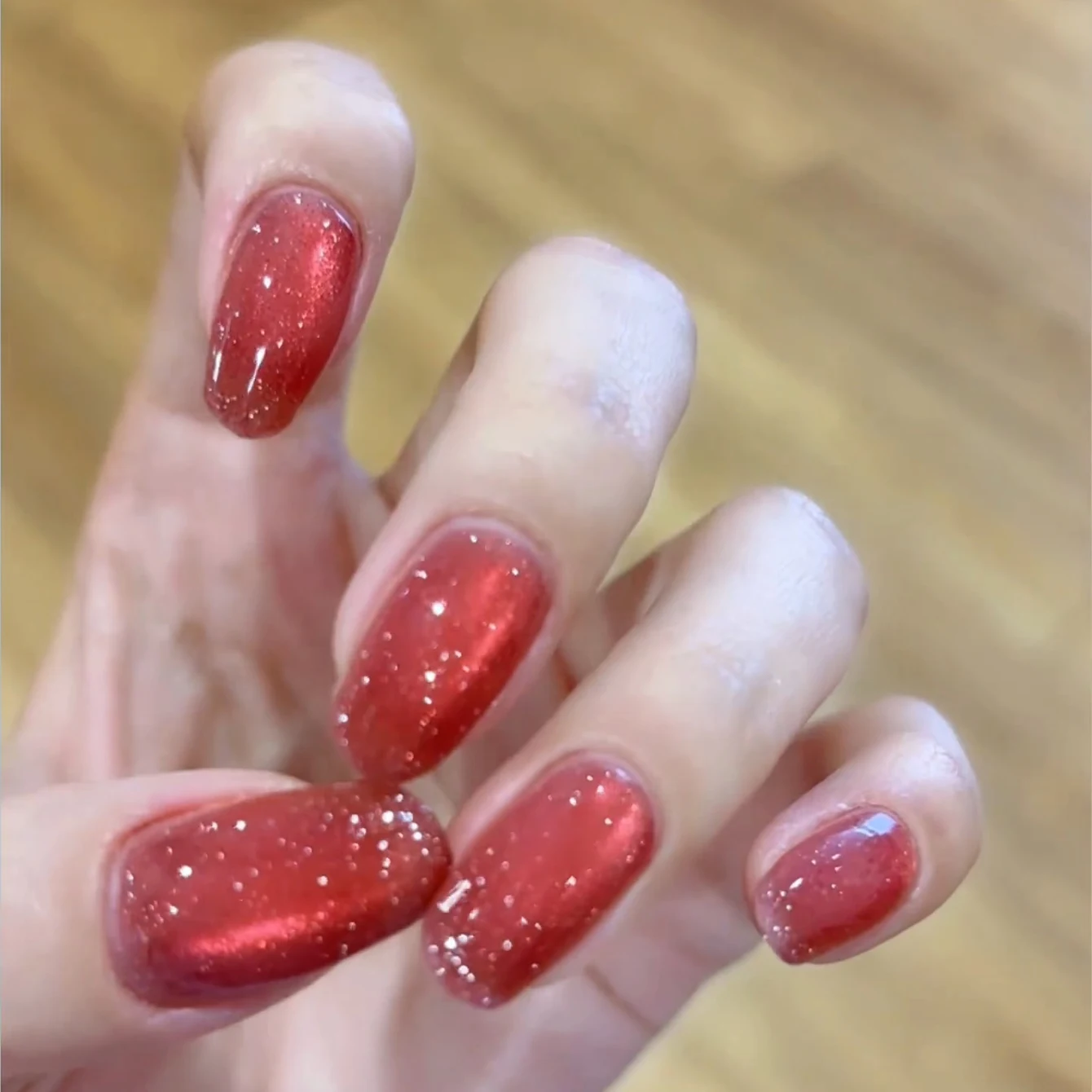 MIANEL Gel à ongles effet œil de chat Fraise Gummy 2026 Nouveau Gel Diamant Rose Pailleté pour un Look Éclatant, Parfait pour le Nail Art