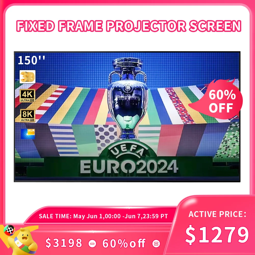 

ALR UST T Prism GCSP экран для проектора для домашнего кинотеатра 150 дюймов экран для проектора с фиксированной рамкой для лазерного проектора 2500 люмен 4k