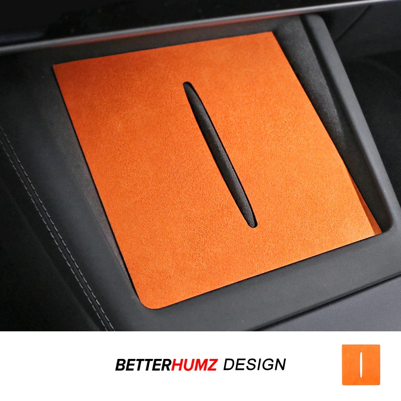 Für Tesla 2018-Modell 3 Highland Y Juniper aus Alcantara Wireless Charge Panel Trim Aufkleber Tasse Matte Auto Innen Zubehör