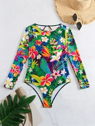 Long Sleeve Swimwear Women Rash Guard 2024 Bikini Surf Woman Swimsuit One-Piece Swimming Diving Clothes Beach Bath Suit Monokini