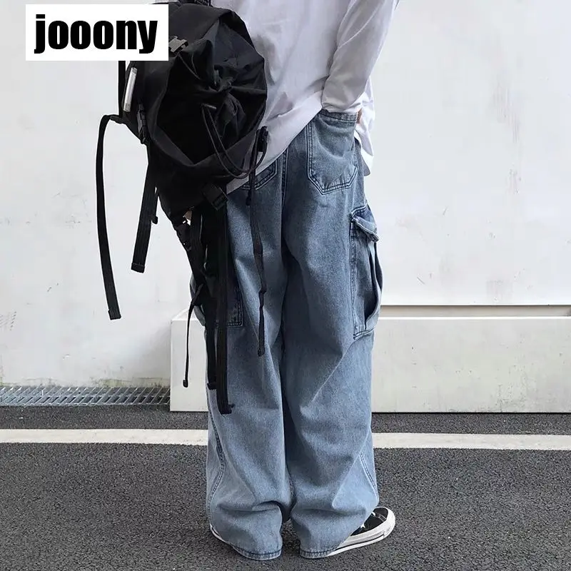 Wide leg denim Jeans Men\'s Autumn Daddy Trend Student Loose Straight-leg baggy Pants Japanese Loose hip hop 2022 New