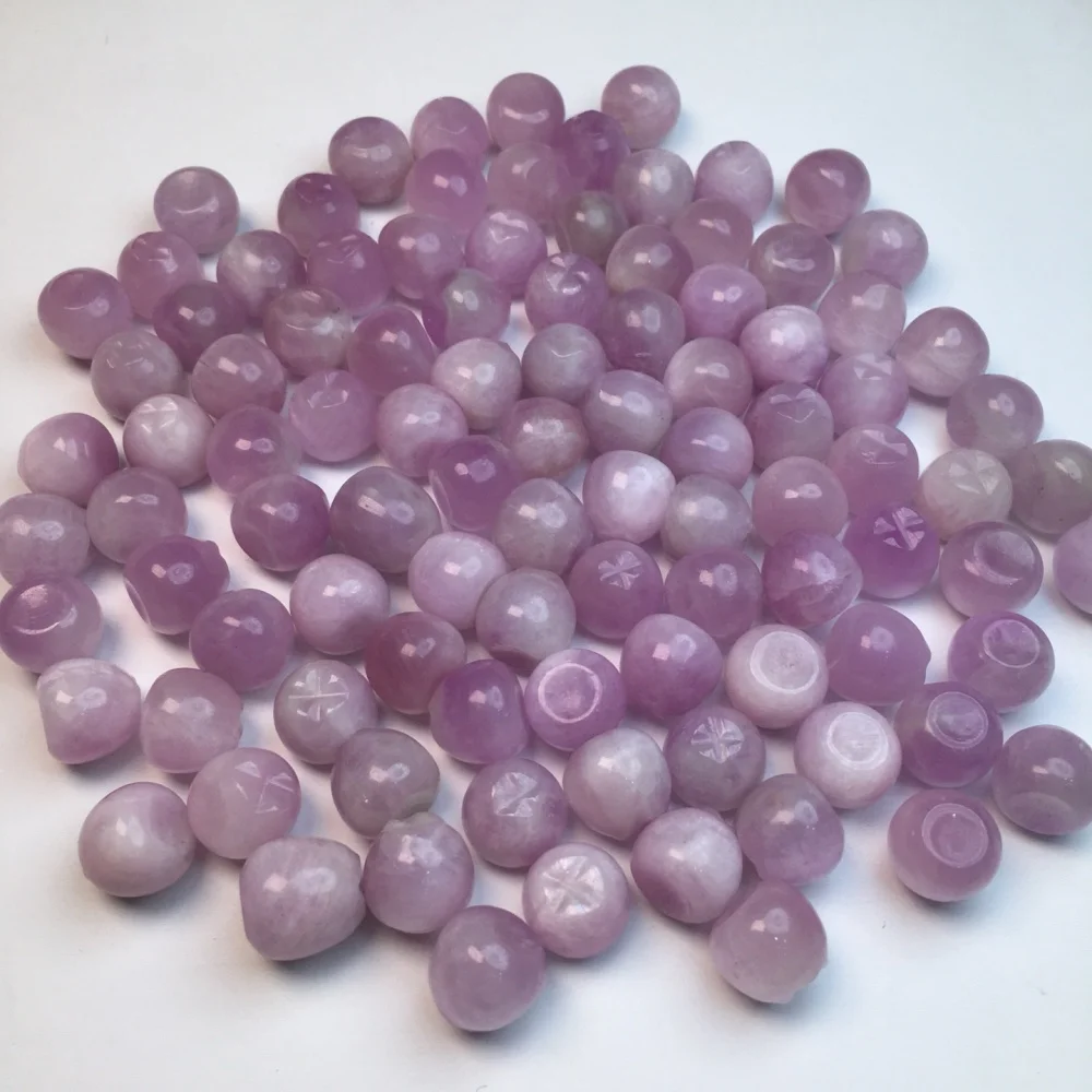 100PCS Natural Kunzite 8-11mm Apple Carving Pendants Energy Gemstone Healing Jewelry DIY Craft Supplies for Kids Toy Gift