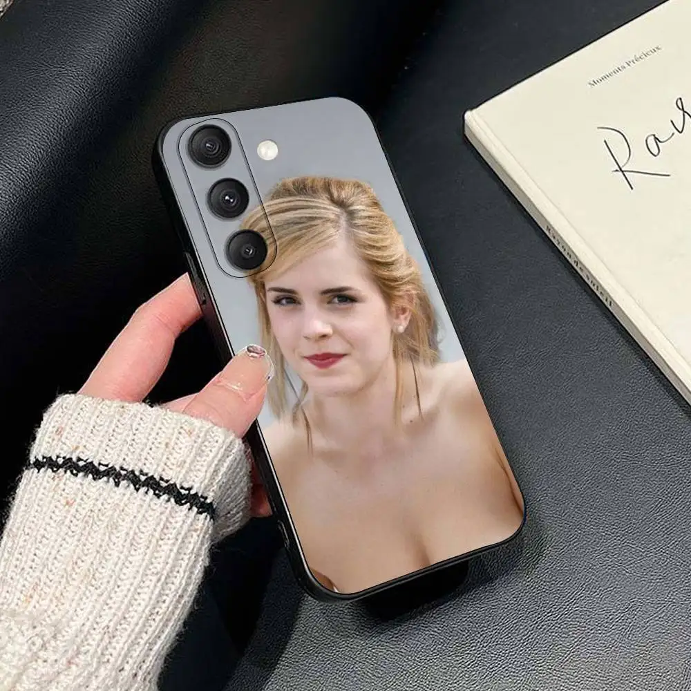 حافظة هاتف الممثلة E-Emma W-Watson لهاتف سامسونج جالاكسي S25، S24، S21، S22، S23، S30، Ultra، S20، Plus، Fe، Lite، Note، 10,9,5G غطاء أسود