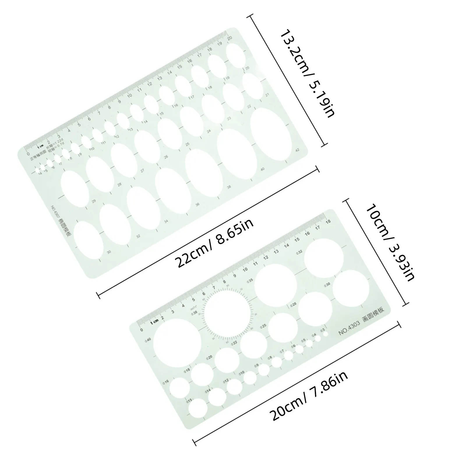 2Pcs Thickened Circular Ruler Geometry Template for Architects Engineers Designers Drawing Painting Crafting DIY Wall Art