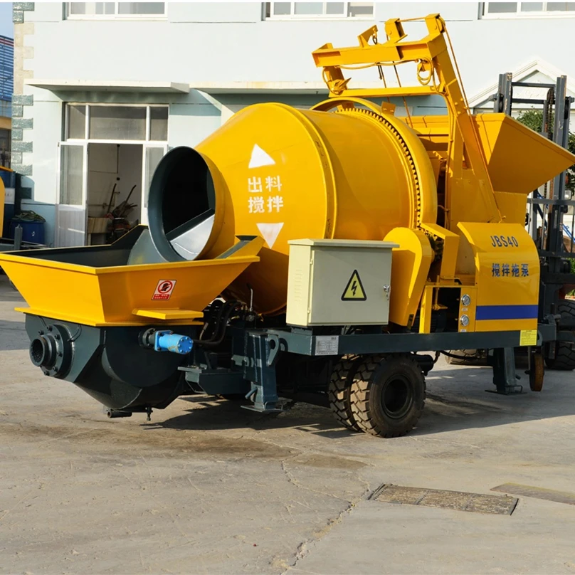 خلاط خرسانة صغير متنقل كهربائي مع مضخة خلاط مقطورة الخرسانة مضخة خلاط الخرسانة ذاتية التحميل #3