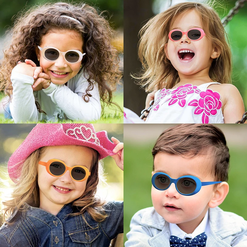 2024 New Children Simple Solid Color Oval Sunglasses UV400 Girls Boys Vintage Outdoor Sun Protection Sunglasses Kids Sun Glasses