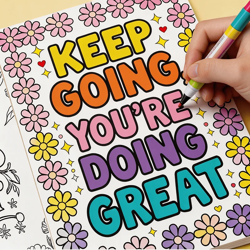 Self‑Care Mental Health Coloring Book Beautiful Floral Illustrations Stress Relief Colouring Notebook for Adults Leisure Time