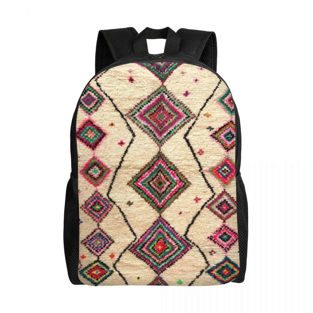 

Moroccan Berber Rug Boho Style Travel Backpack School Laptop Bookbag Antique Bohemian Geometric College Student Daypack Bags