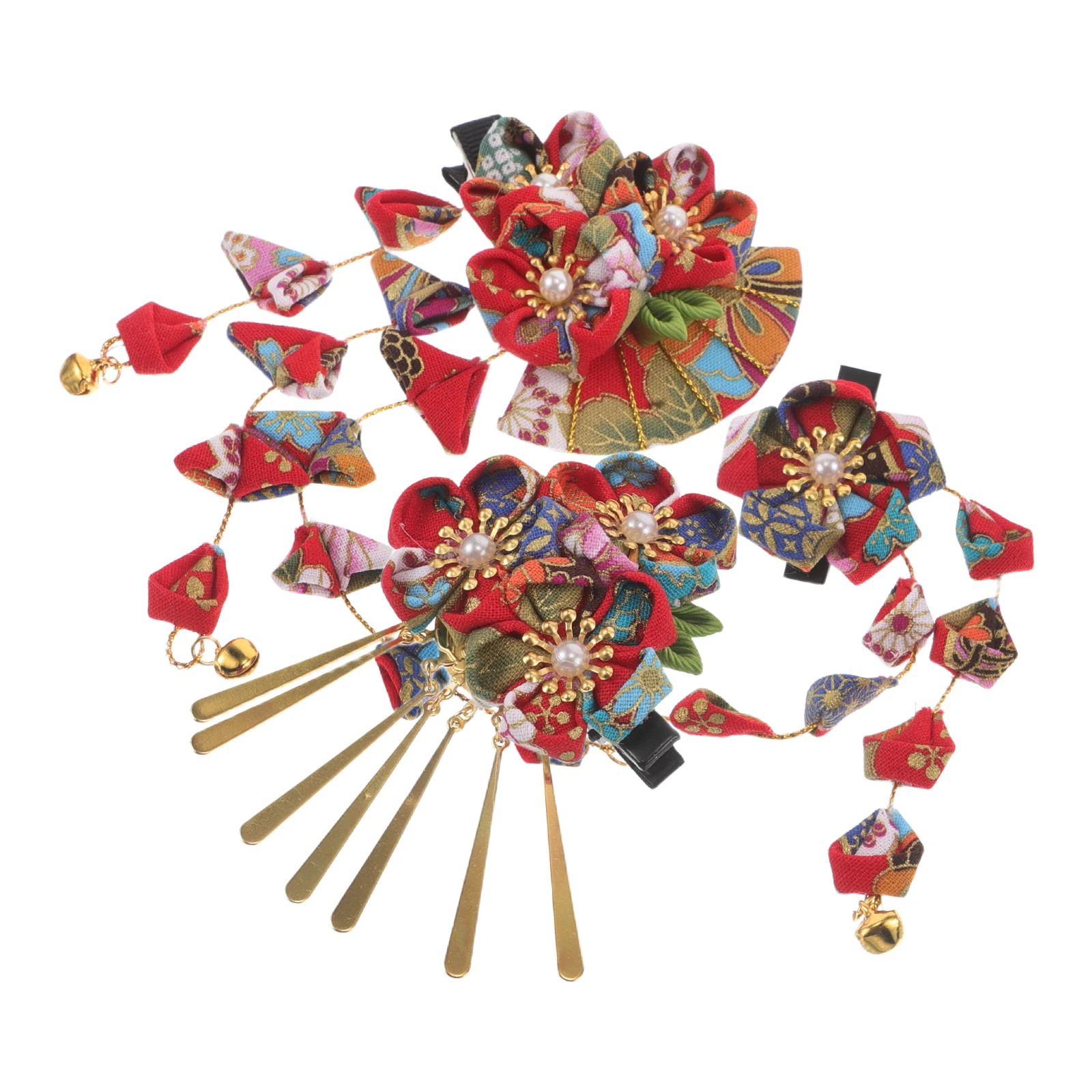 

3pcs Japanese Hair Clip Set Women Kimono Tassel Hairpins Durable Hanfu Accessories for Daily Wear Special Occasions Pink