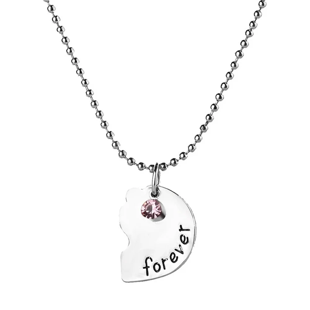 3pcs/Set Heart Pendant Friendship Chain Necklace with Forever Letter Women Burger Fries Shape Creative Design Forever Necklace view 5