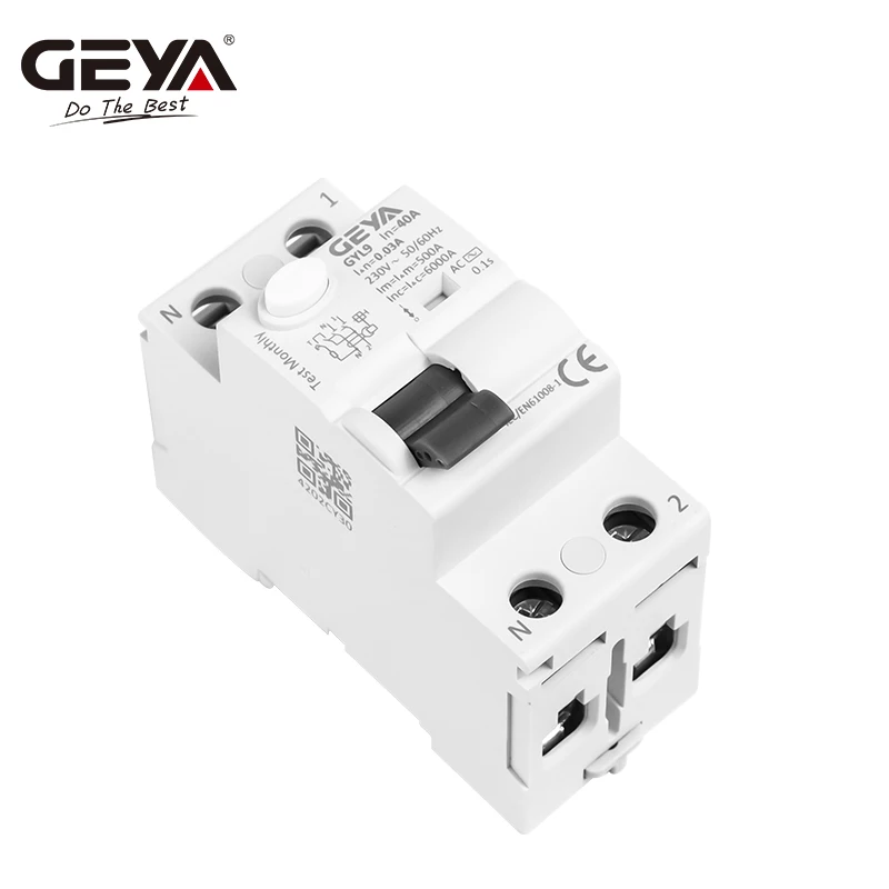 GEYA GYL9 AC Type RCCB Electromagnetic Residual Current Circuit Breaker AC ELCB 2 Pole 25A 40A 63A 100A RCD 30mA 100mA 300mA