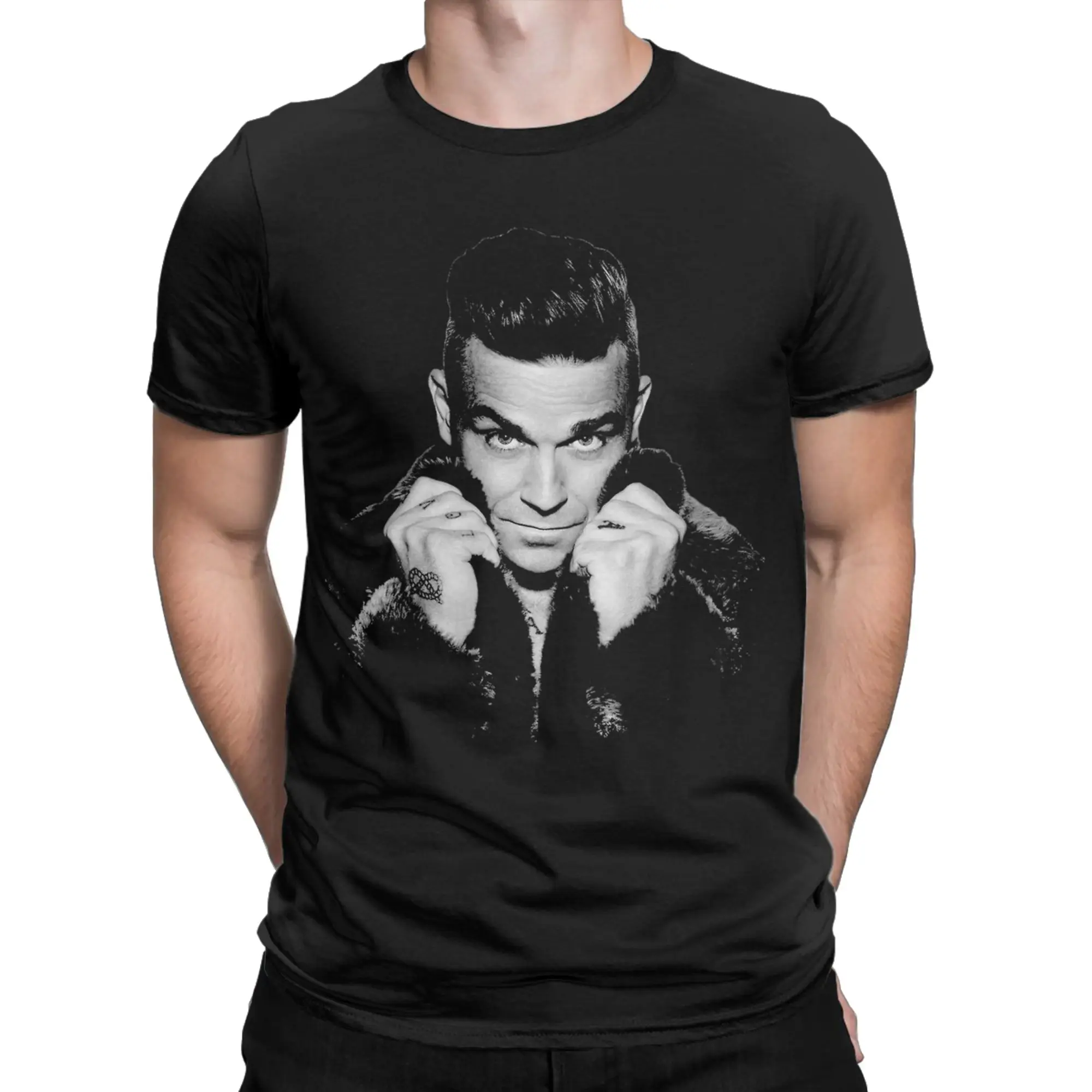 Robbie Williams T Shirt Men Pure Cotton Funny T-Shirt Crew Neck  Tees Short Sleeve Clothing Summer