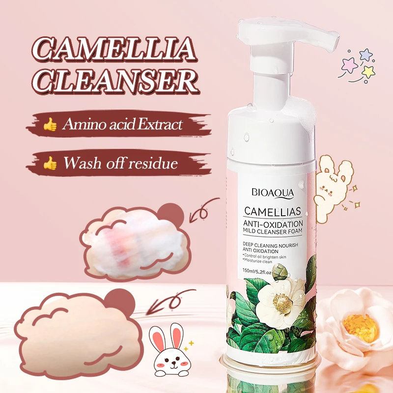 

150ml BIOAOUA Camellia Cleansing Mousse Cleansing Moisturizing Hydrating Face Wash Foam Face Massage Facial Skin Care Products