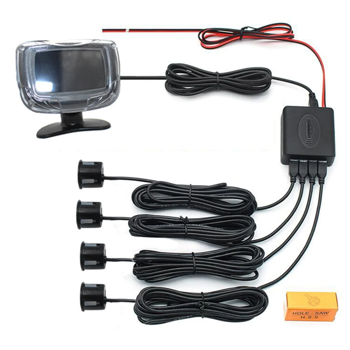 Wireless Parking Sensor Kit LCD Display 4 Radar Probes 65DB Buzzer Alert Reverse Parking Monitoring Detector System