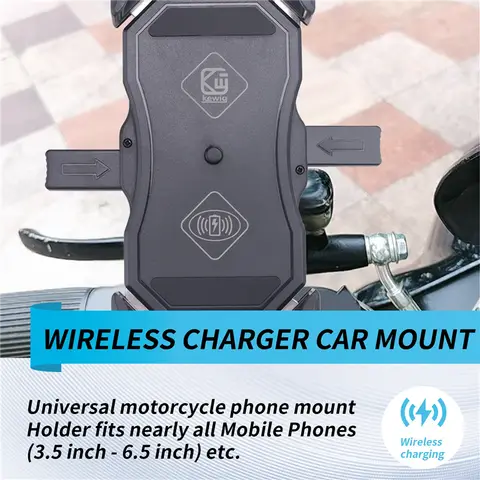Kewig Motorcykel Trådlös Laddare Telefonhållare Snabbladdning Mobiltelefonfäste För iPhone Huawei Telefoner Motorcykel ATV Mobil 6 best sales kewig - №6