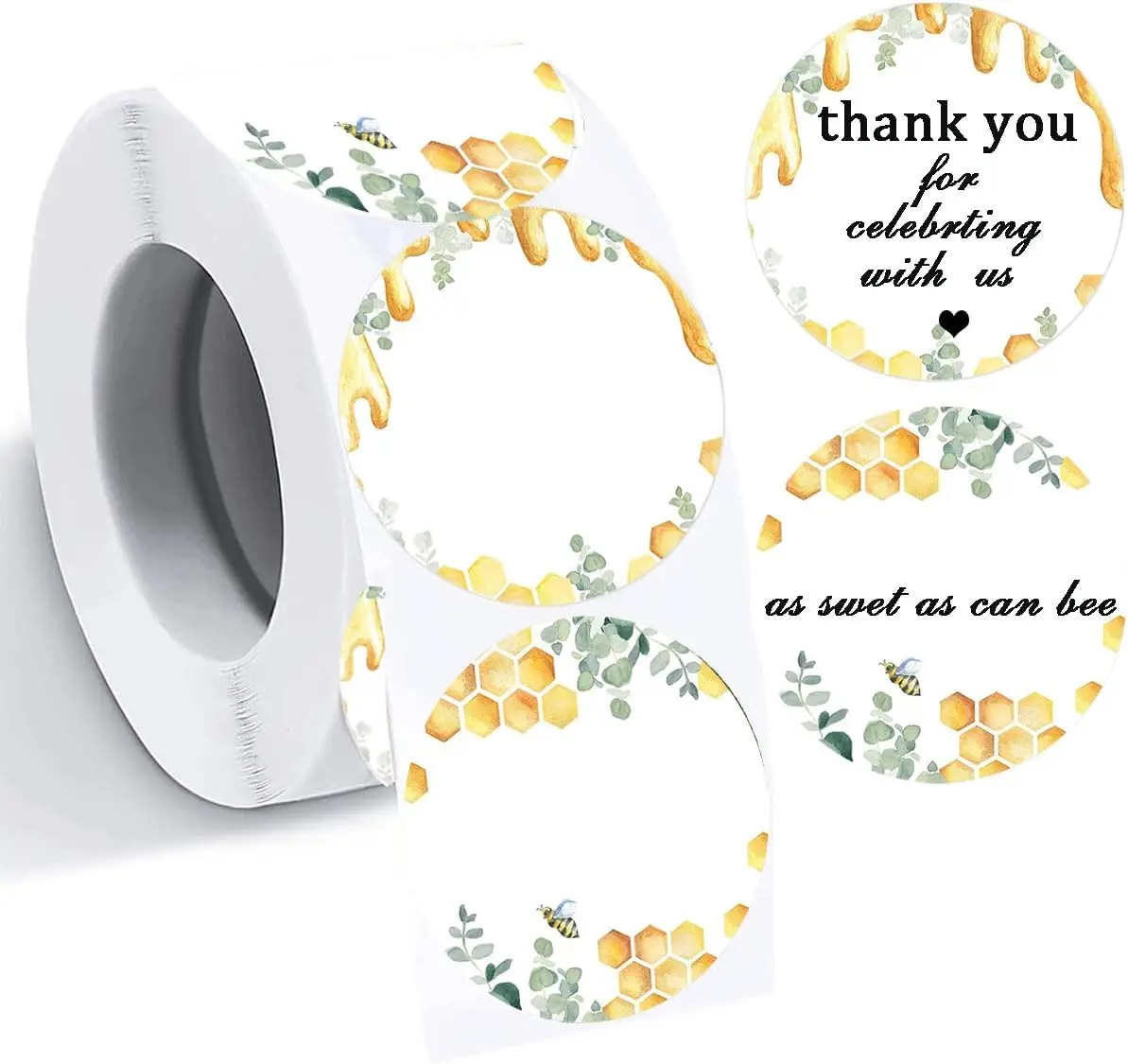 Direct Thermal Stickers 2 inch Round Honey Thermal Stickers Self-Adhesive DIY Thermal Label Stickers for Honey Jars (Pack-500)