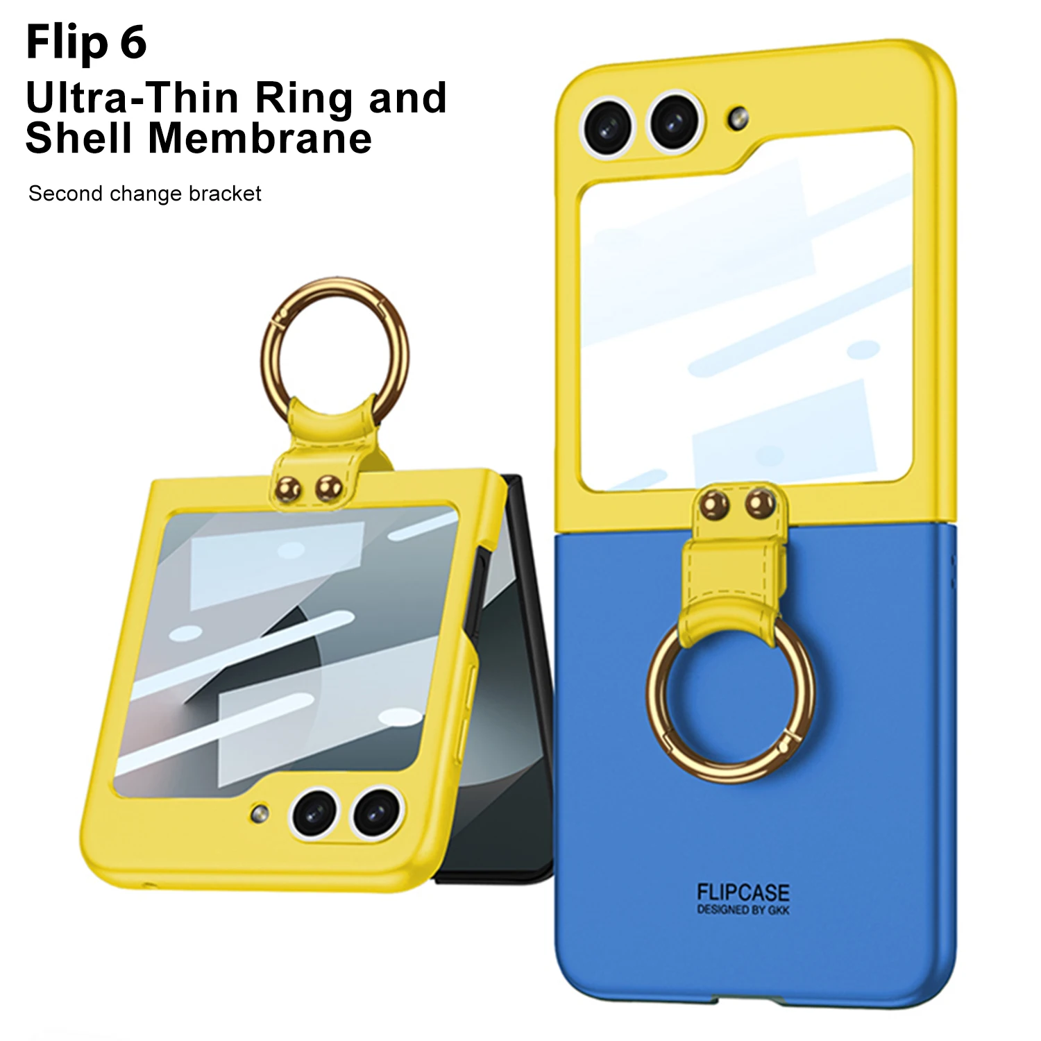 

Suitable For Samsung Galaxy z Flip 6 Phone Case, Ring Folding Creative Case, Film Integrated Color Blocking Protective Cover