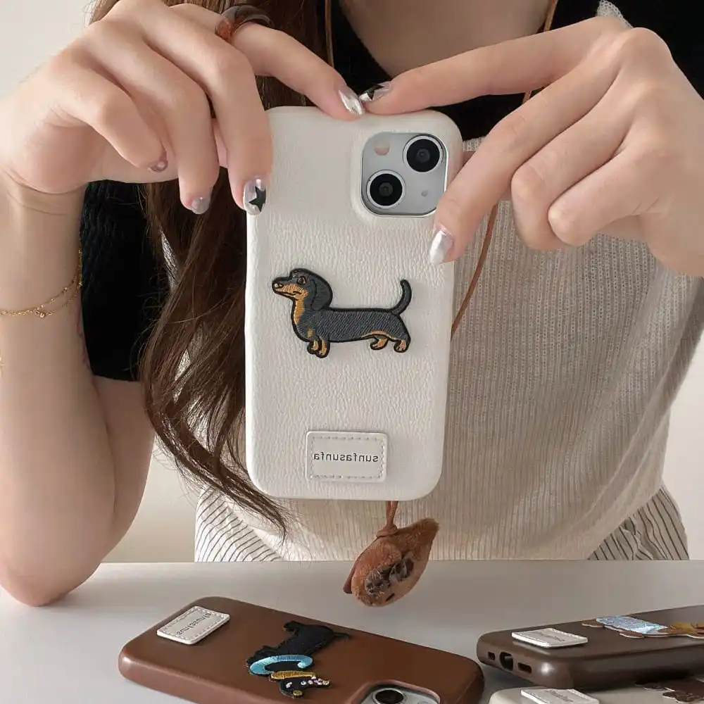 جراب هاتف جرو بتطريز كرتوني لـ iPhone ، غطاء واقي ضد السقوط ، ناعم وجميل ، لطيف ، تخفيضات كبيرة ، جميل ، 12 ، 13 ، 14 ، 15 Pro Max