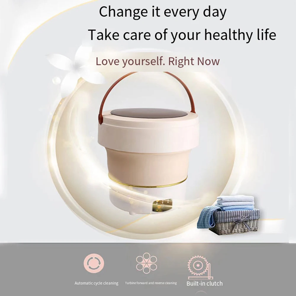 Portable Mini Washing Machine, Small Underwear Socks for Dorm Travel Clothes Washer, Folding Washing Machine