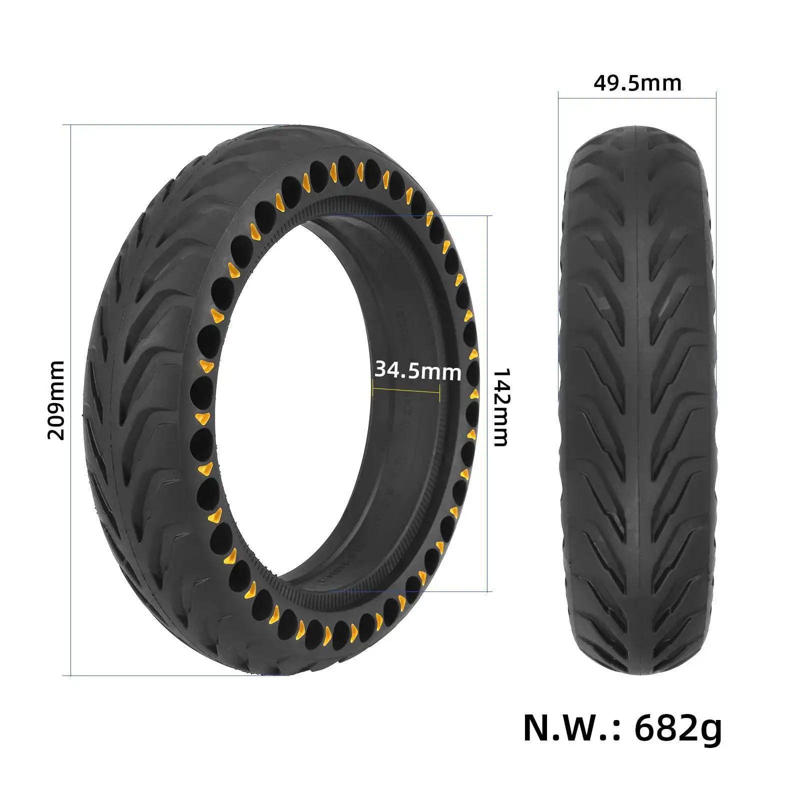 

8.5x2.0 Honeycomb Solid Rubber Tire - 8.5 Inch Electric Scooter with Yellow Arrow Fittings