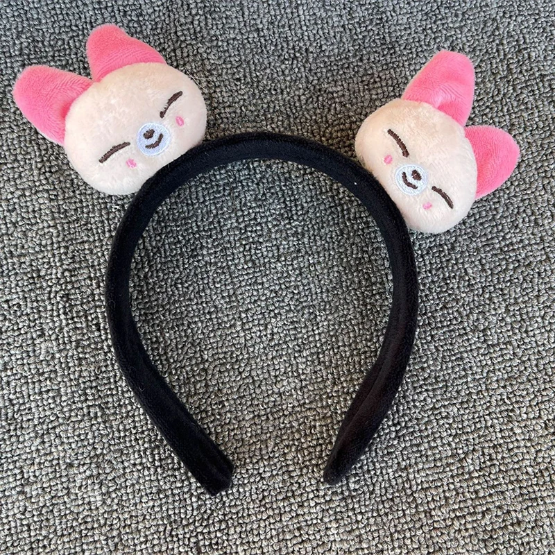 Kpop Cartoon Felix Cat Pig Plush Headband Women Spa Face Wash Anti -sliding Hair Holder Girls Lovely Head Hoop Hairband Hoops