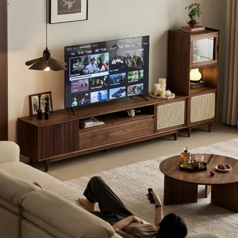 Japanese Aesthetic Tv Table Cabinet Storage Organizer Wooden Unit Tv Tables Living Room Center Mueble Televisor Home Furniture