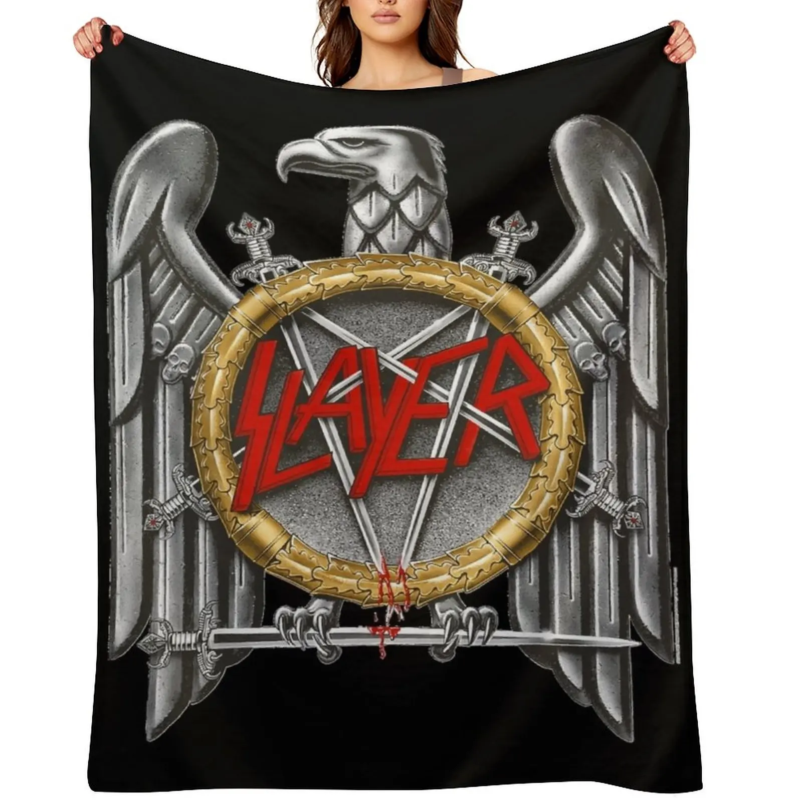 

Slayer - Silver Eagle Throw Blanket Plaid Summer Beddings Furry Luxury Brand Blankets