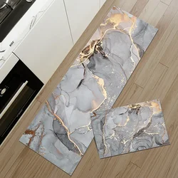 Tapis de sol en marbre imperméable, Polymères de cuisine, Tapis en PVC non ald, Longue bande, Cuir lea, Résistant à l'huile, Décoration de la maison