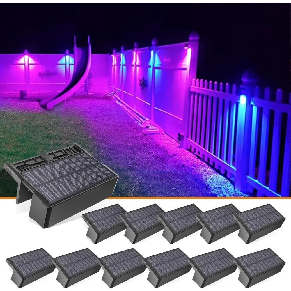 

Solar Lights for Fence,12-Pack 1800mah Outdoor Solar Fence Lights Waterproof Led Color Glow Solar Lights for Step,Fence