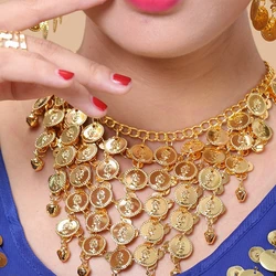 Gold Color Carved Sequins Bell Choker Necklace for Women Ethnic Tribe Indian Belly Dance Summer Beach Jewelry