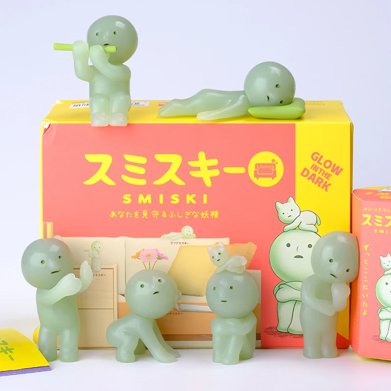 

Smiski Blind Box Toy Nightlight Corner Button Living Room Plushie Living Room Decor Miniature Healing Glowing Handheld Figure