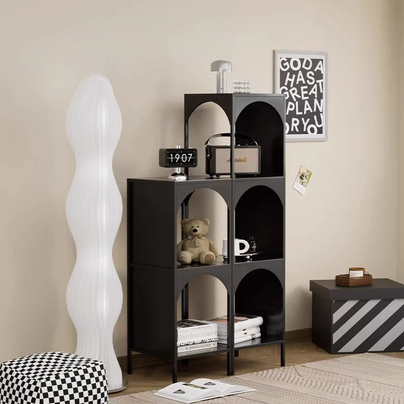Creative Metal Corner Storage Rack Floor Standing Bookcase Iron Display Cabinet for Bedroom Organizer