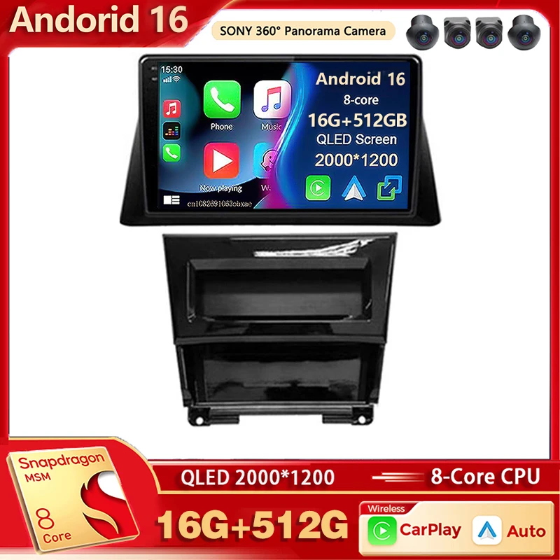 Android 16 Car Radio Multimedia Player For Honda accord 8 2008 2009 2010 Auto Wireless Carplay Car Stereo DSP wifi+4G AI Voice