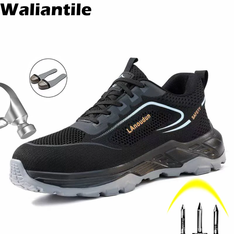 

Waliantile Summer Safety Work Shoes For Men Women Anti-smashing Steel Toe Construction Working Boots Breathable Safety Sneakers