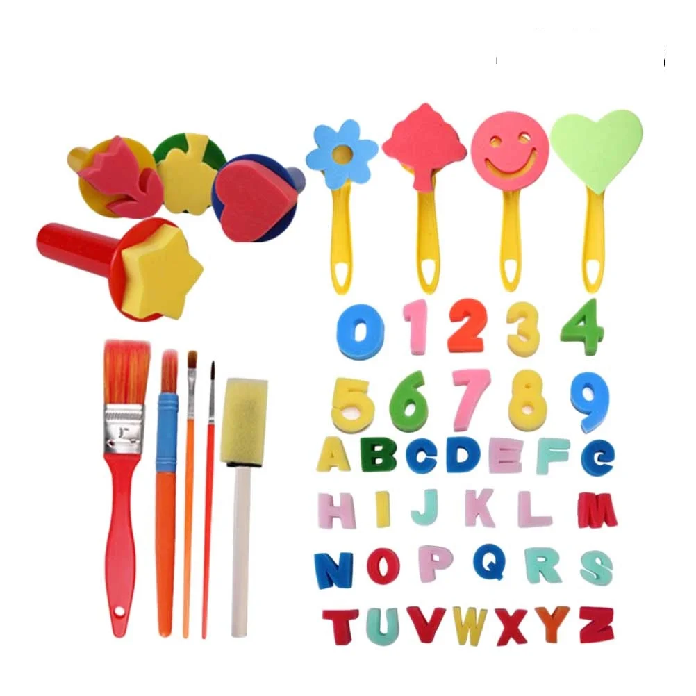 49Pcs Painting Sponge Brushes Set Eva Creative Handle Design Kids DIY Art Drawing Tool Stamp Painters Tools for Children
