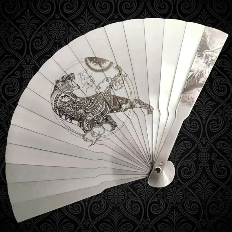 

Metal Folding Fan Stainless Steel Martial Arts Fan Ancient Style High-end Gift