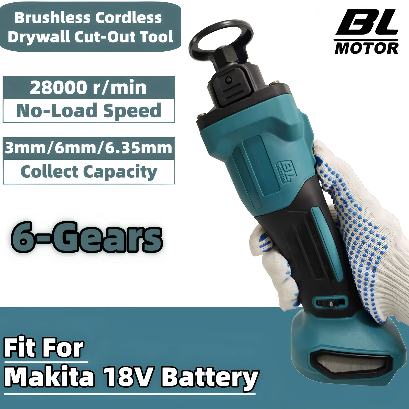 

Brushless Cordless Drywall Cut Out Tool 6-Gears Efficient Cutting Wood Drywall Sheetrock Wood power Tool For Makita 18V Battery
