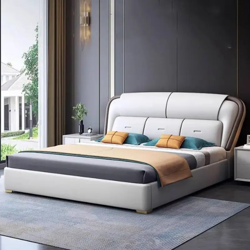 

Modular Nordic Aesthetic Double Bed Frames Queen Large Modern Luxury Bed Frame King Size High End Camas De Dormitorio Furniture