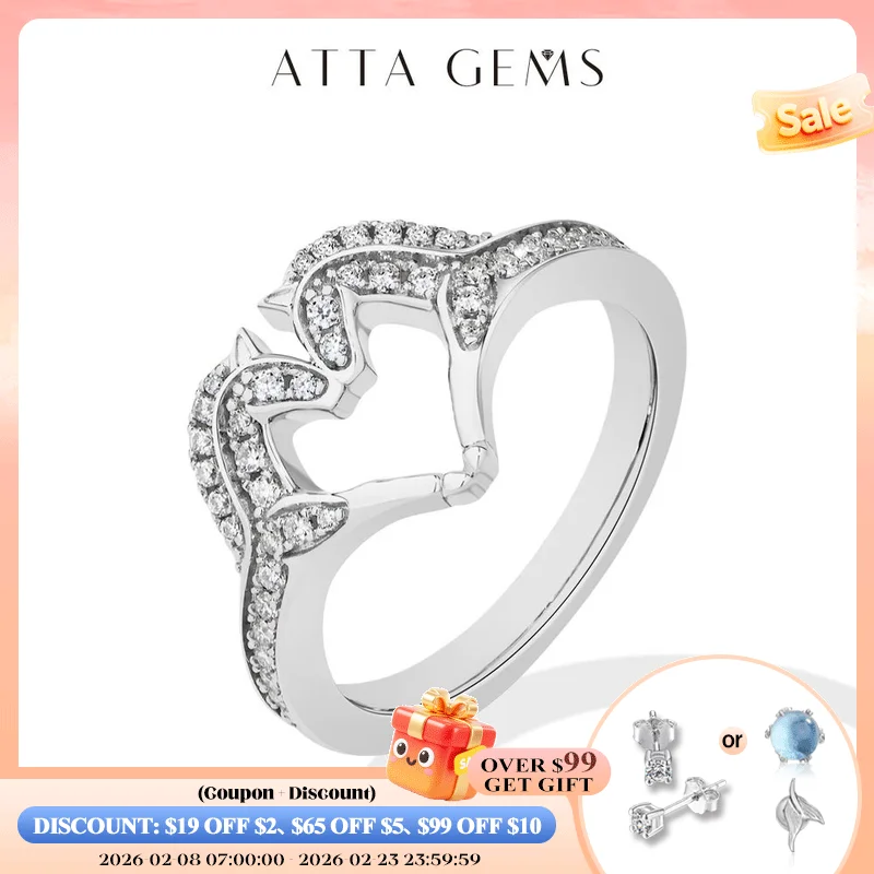 

ATTAGEMS Новые кольца с муассанитом Double Horse D VVS1 из стерлингового серебра 925 пробы, кольцо в форме сердца для женщин, обручальное кольцо, подарок на День матери