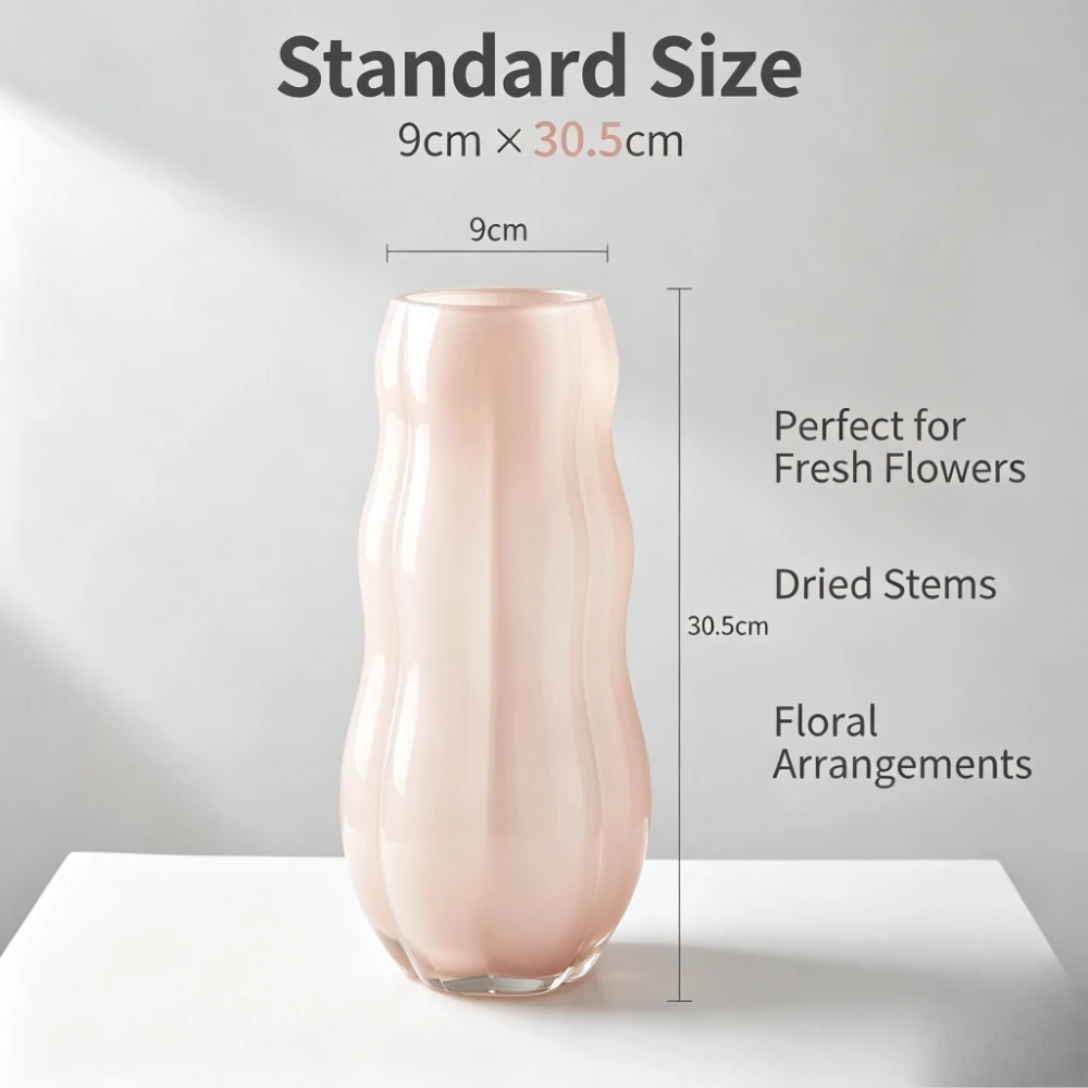 Wavy Shape Frosted Glass Vase  - Glass Vase Nordic 评论和价格