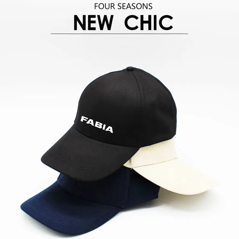 Unisex Cap Casual Plain Baseball Cap Adjustable Snapback Hats For SKODA FABIA Car Accessories