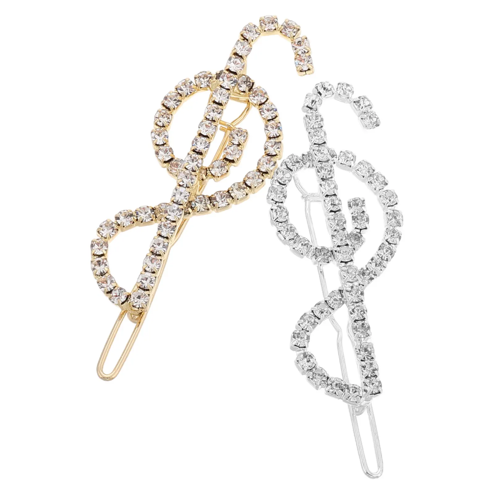 

2Pcs Hair Accessories Rhinestone Metal Music Note Clips for Women Styling Vintage Barrettes Fancy Pins Hair Decor