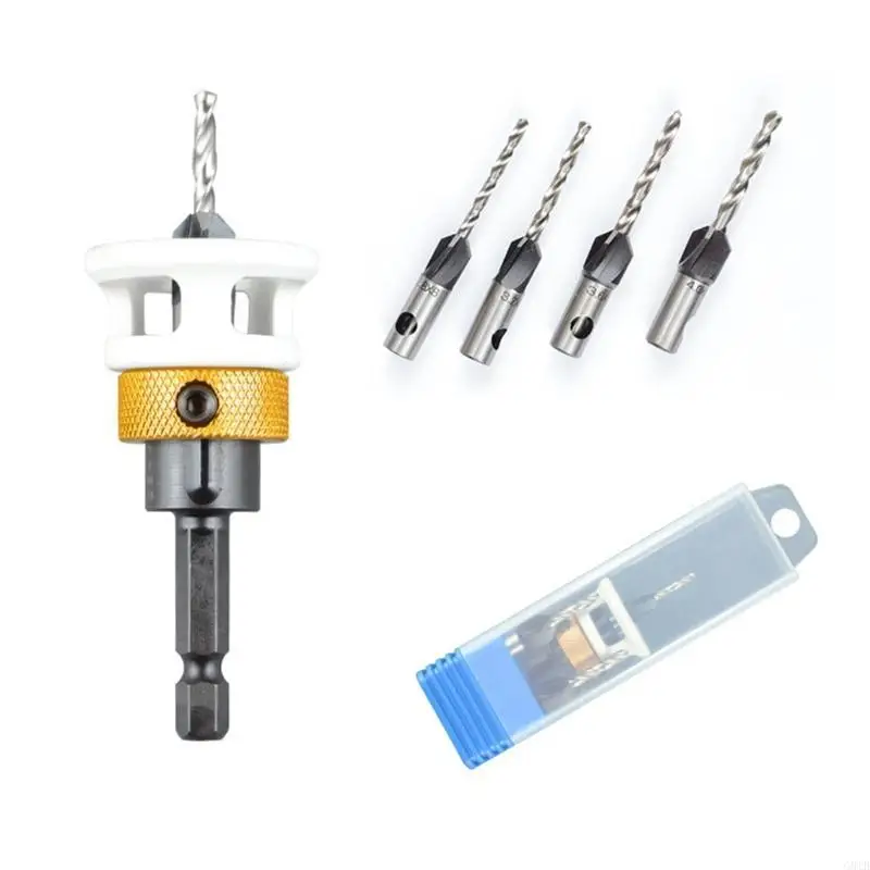 

G8TB 6pcs Adjustable Countersink Drill Set Simple Operate for Home Improvement