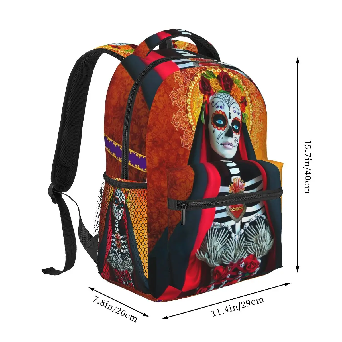 Santa Muerte Spanish Backpacks Boys Girls Bookbag Children School Bags Cartoon Travel Rucksack Shoulder Bag Large Capacity