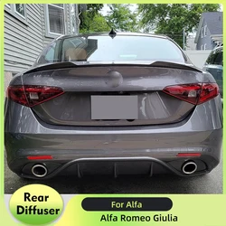 Car Rear Diffuser for Alfa Romeo Giulia TI Sport /Base Standard Sedan 2015-2020 Lower Bumper Lip Spoiler Body Kits Carbon Fiber
