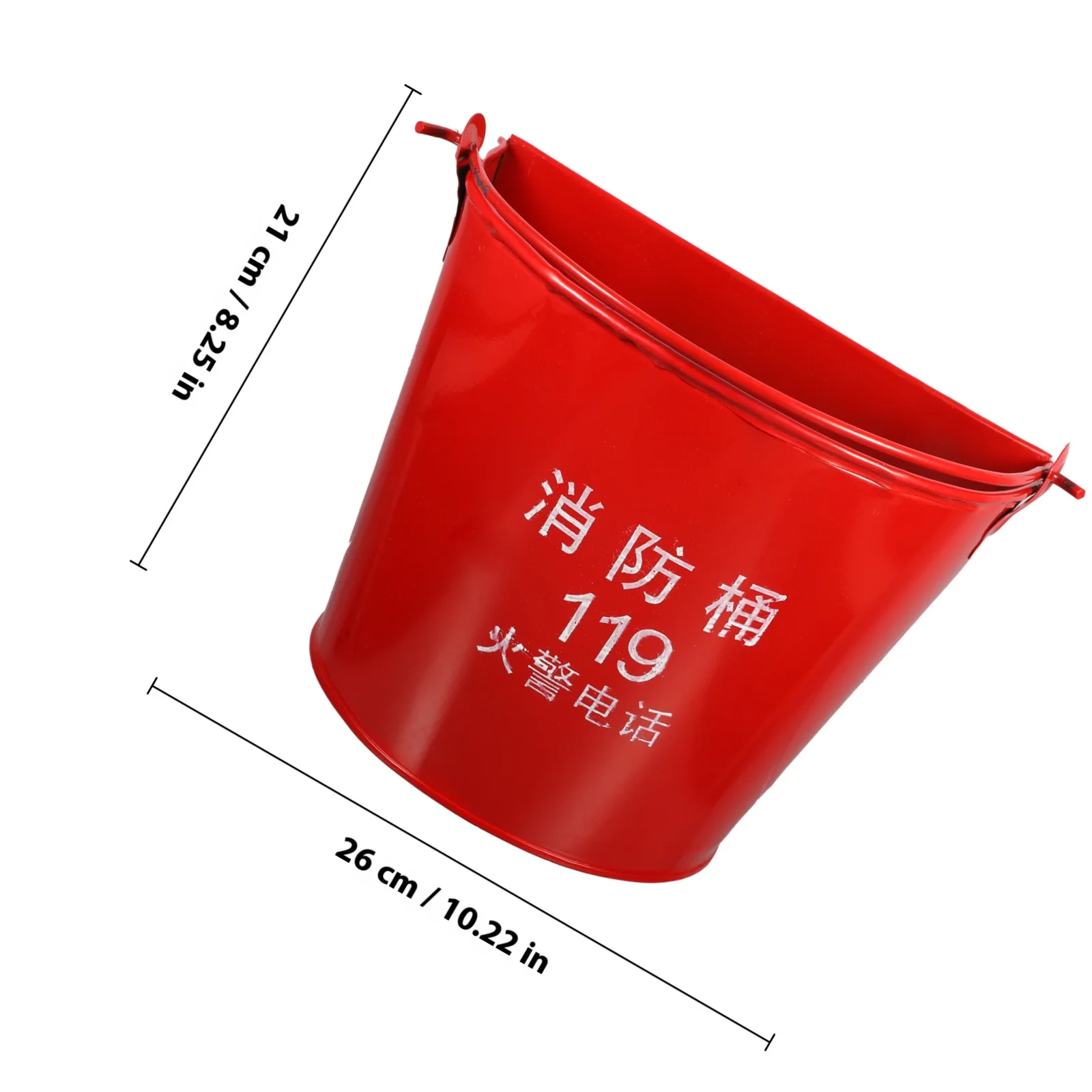 1pc Red Fire Emergency Sand Bucket Thickened Iron Semi-Circular Design For Fire Station Beer Wine Storage Firefighting Equipment