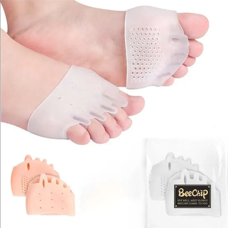 2pcs Silicone Forefoot Pads Gel Insoles Pads Toe Separator Cushion Pad Pain Relief Insoles Finger Toe Valgus Corrector Gel Pads